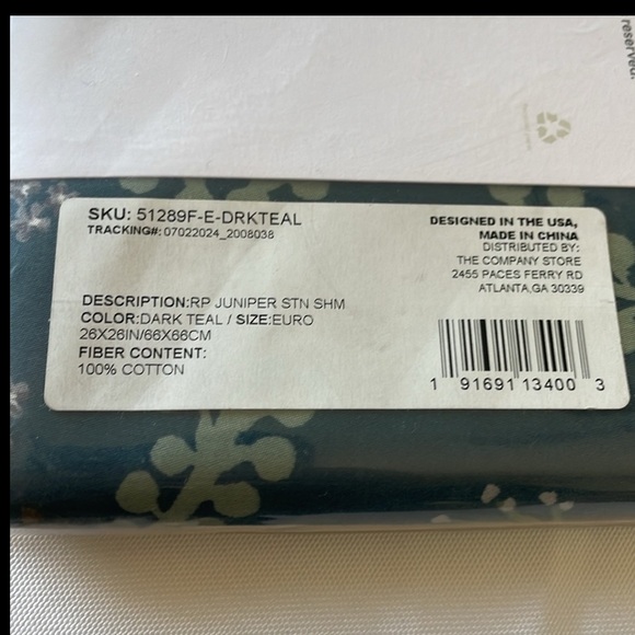 2 / The Company Store x Rifle Paper Co Juniper Forest Sateen Euro Sham Dark Teal - Picture 5 of 5
